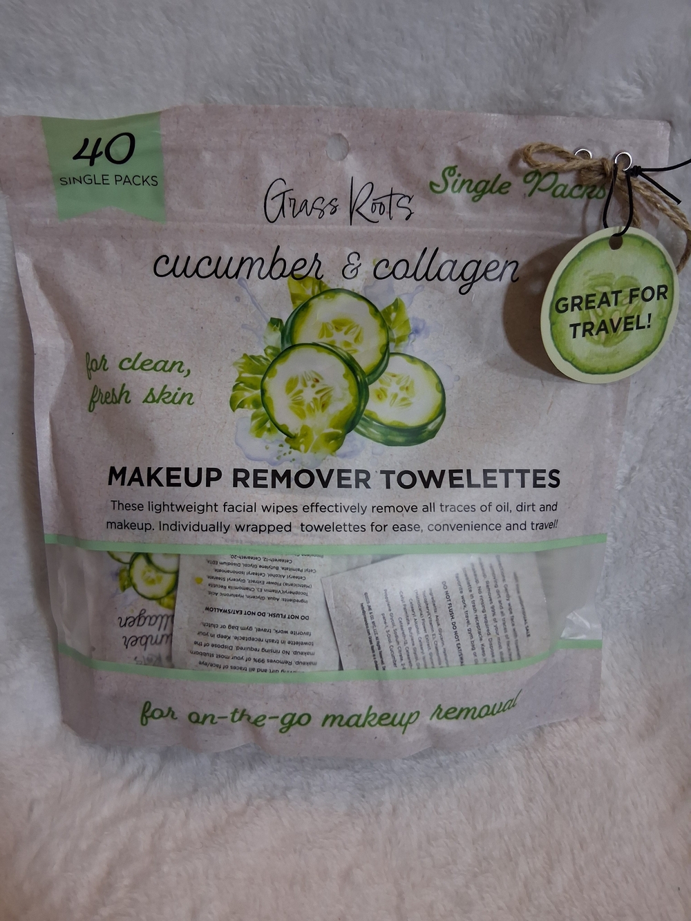 Grass Roots Makeup Remover Wipes Bundle - Cucumber & Vitamin C (80 Wipes Total) - Picture 7 of 16